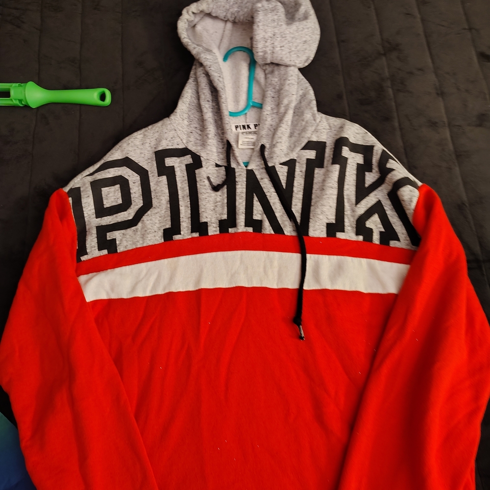 Victoria's Secret Red and Gray Jacket with Color-Block Design
